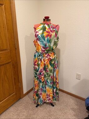 Emma & Michele Tropical Print Halter Maxi Dress - Multicolor